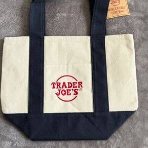 Trader Joe’s Mini Navy Blue Canvas Tote Bag New with Tag